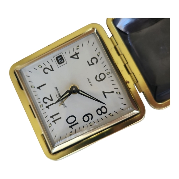 Gold Travel Alarm Clock Seth Thomas Wind up Working Glow in the Dark - Picture 5 of 8
